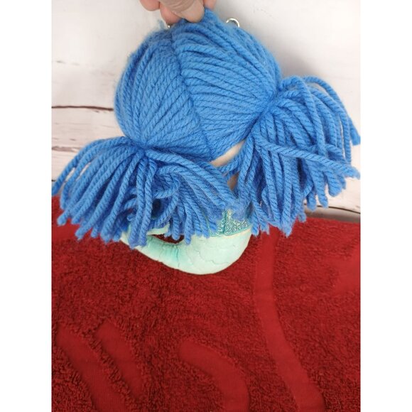 Blue Yarn Hair Mermaid Plush Coin Purse With Glittery Tail - Picture 2 of 4